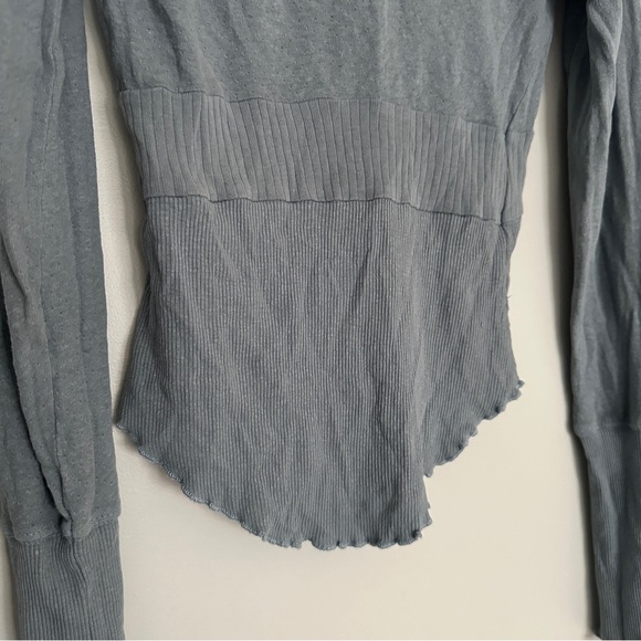 Free People We The Free Blue Cotton Linen Blend V-Neck Empire Waist Top XS - Picture 14 of 16